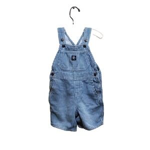OshKosh B'Gosh Baby Overall Shorts 24 month Blue Striped Cotton Jumper Railroad